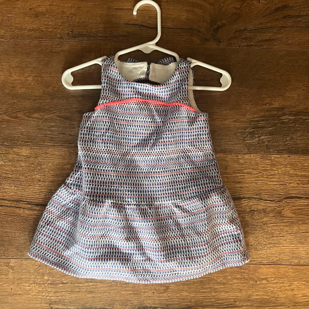 Janie and Jack Dress, blue with orange detail, size 6-12 months